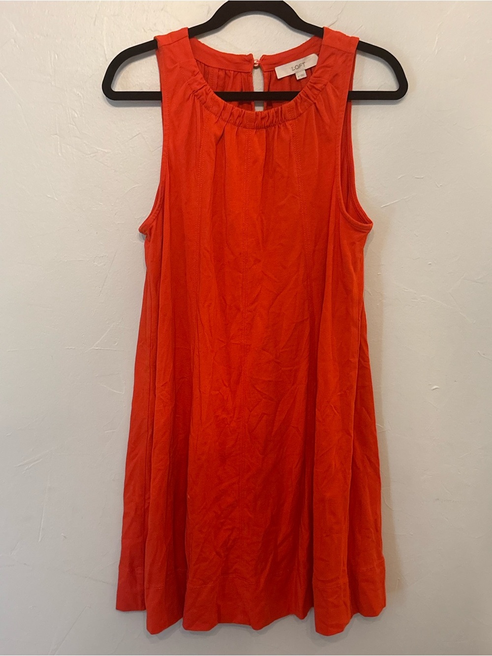 LOFT Bright Orange Sleeveless Swing Midi Dress